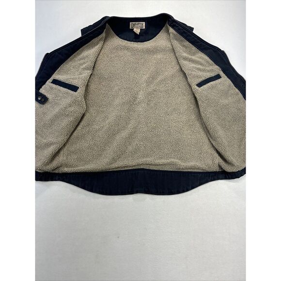 Duluth Trading Mens L Vest Sherpa Lined Canvas Full Zip Blue Pockets Workwear - Picture 9 of 10